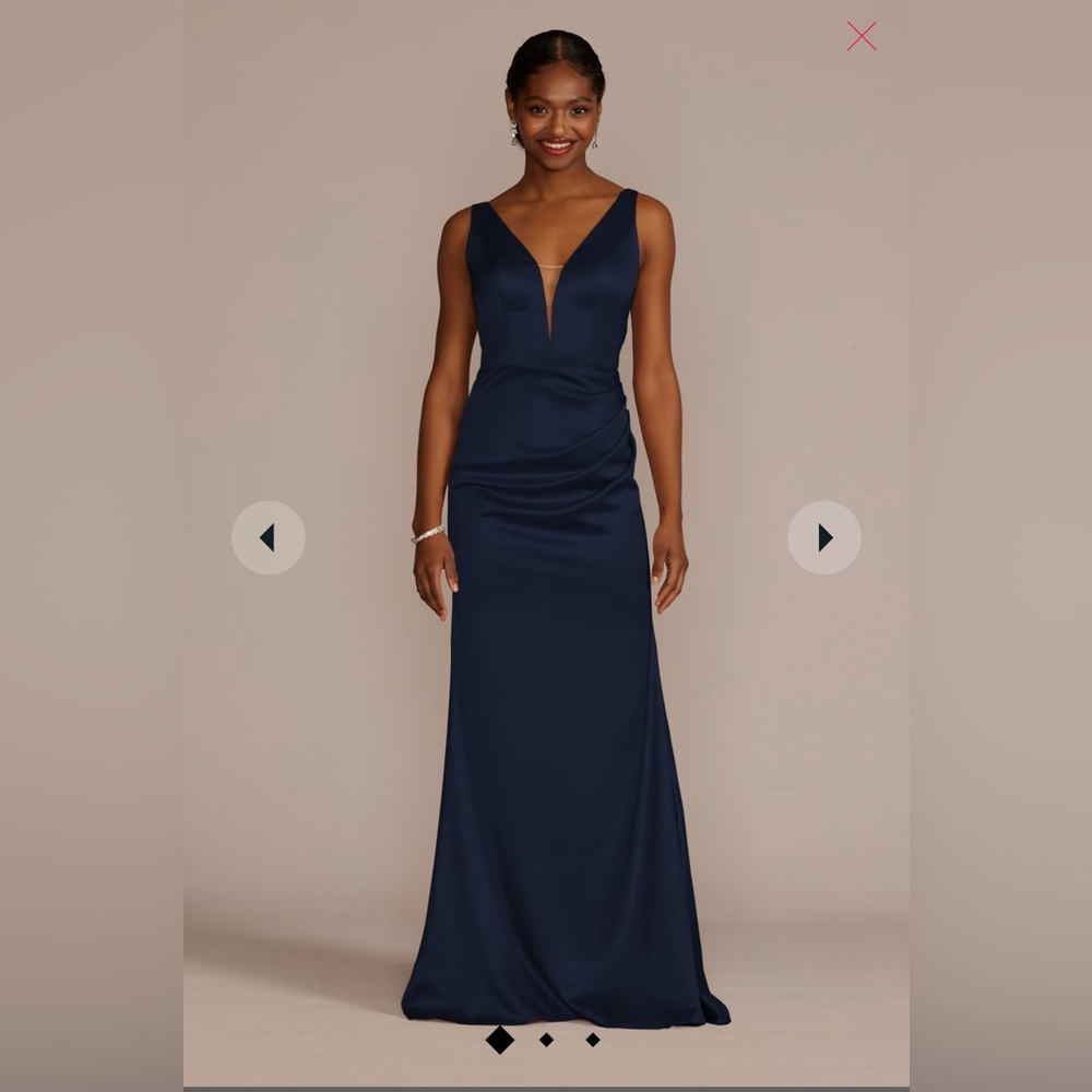 Galina Signature Stretch Satin Cowl Back Bridesmaid Dress, Marine Blue, size 10